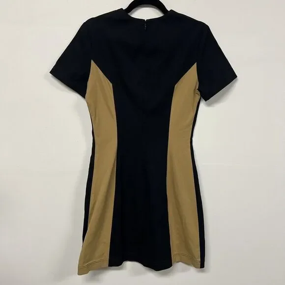 Derek Lam 10 Crosby Dress Womens Size 8 Black Cream Colorblock Cotton Poplin - Picture 3 of 13